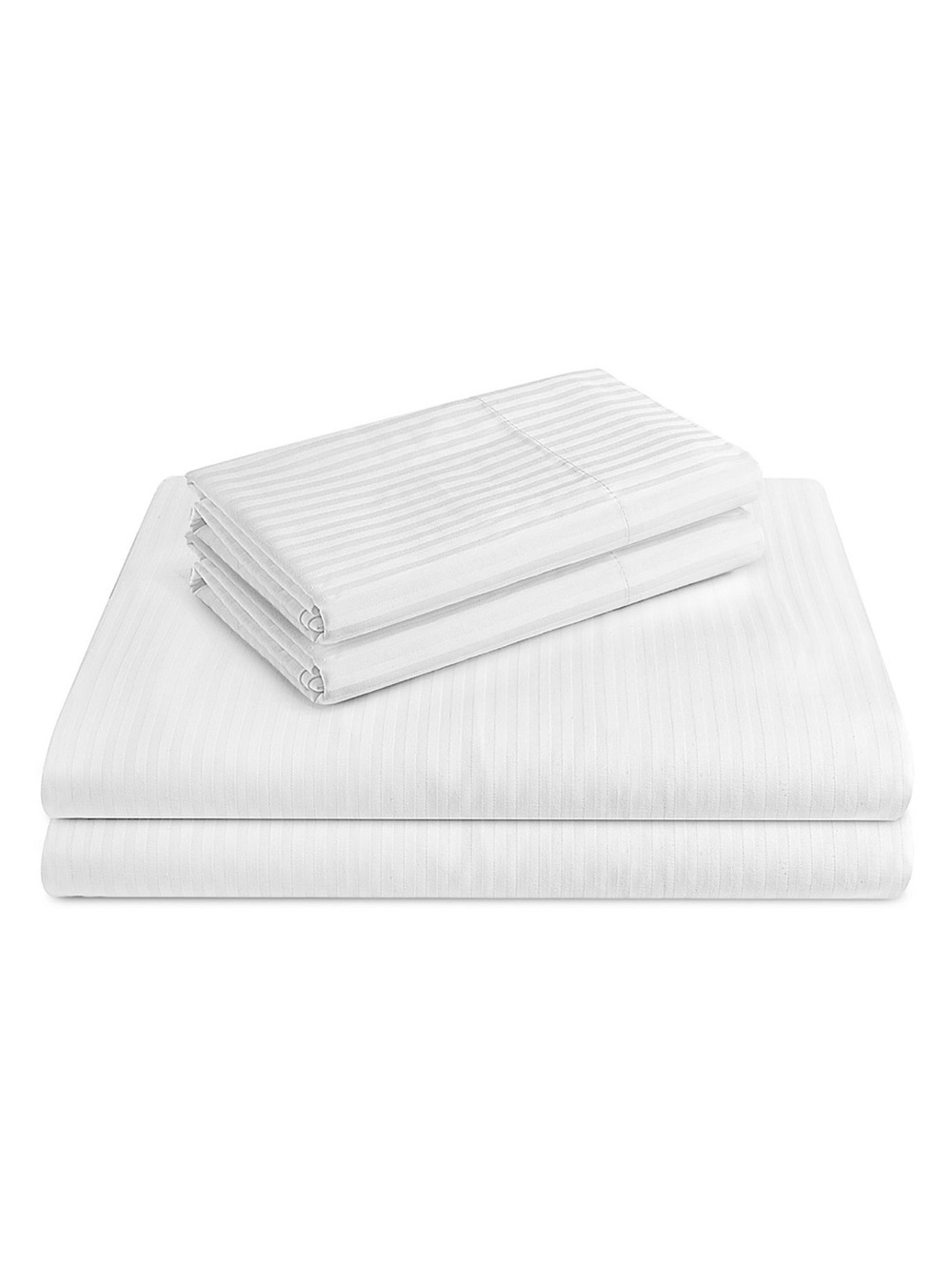 Grand Royal Eastern King Fitted Sheet White Damask Stripe Hotel Bedding